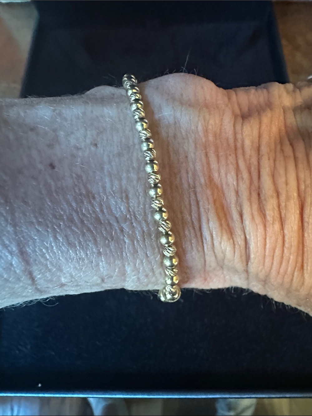 14k Gold Beaded Stretch Bracelet - Women Jewelry - Picture 2 of 4